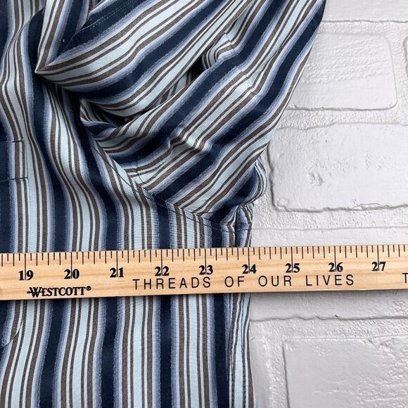 Tommy Bahama Shirt Men Large Blue Brown‎ Stripe Silk Classic Career Party - Picture 7 of 12